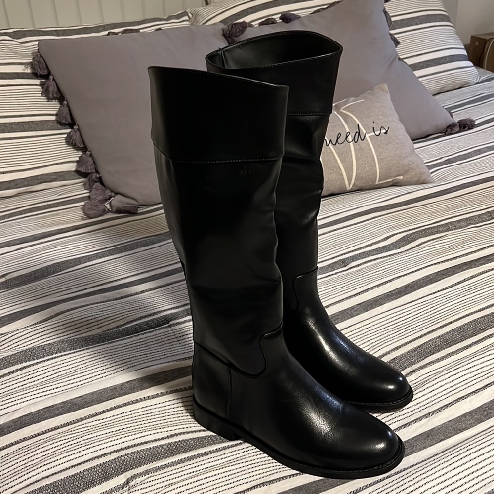 JustFab black riding boots. New in box